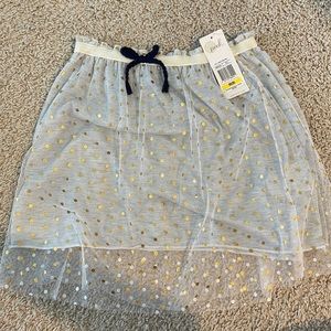 New Peek skirt with gold polka dot and grey jersey lining size 8